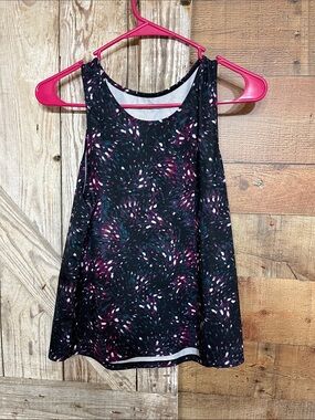 Avia Black Tank Top with Pink & White Speckle Print